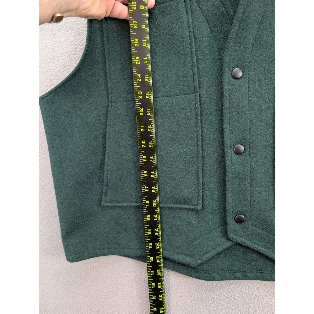 Vintage Orvis Wool Snap Front Sporting Vest Mens XL Green Fishing Made in Canada